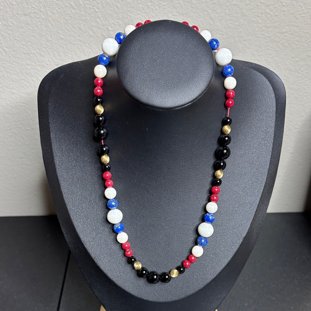 Vintage Stone Glass Beaded Necklace